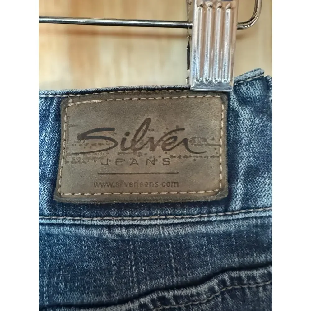 Y2K Silver Jeans Womens Size 29 Low Rise Dark Wash Bootcut Flare Denim Stretch - Picture 8 of 12